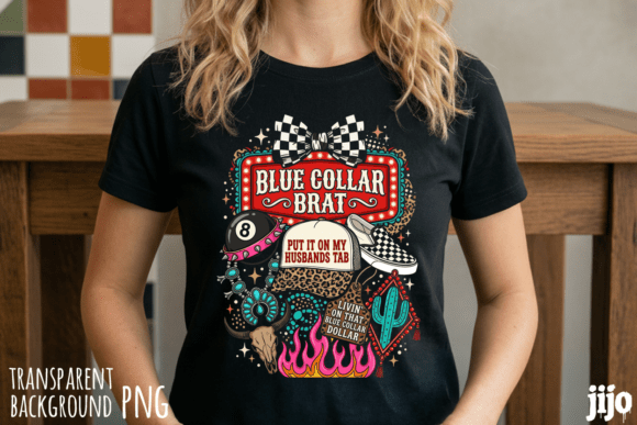 Blue Collar Brat Western PNG: Sassy Graphic Design Asset
