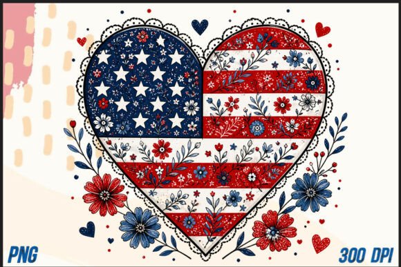 Celebrate with Impact: Using a Heart Flag USA 4th of July PNG in Your Designs