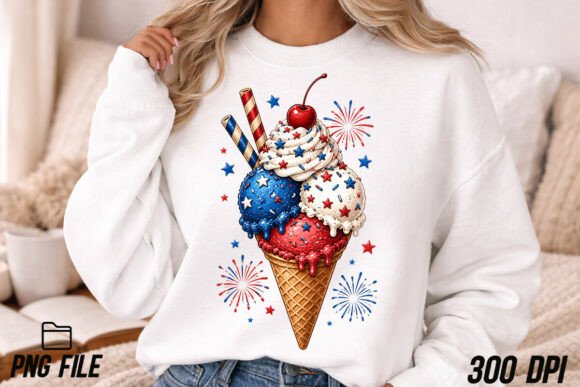 Celebrate with Style: 4th of July Ice Cream & USA Flag PNGs