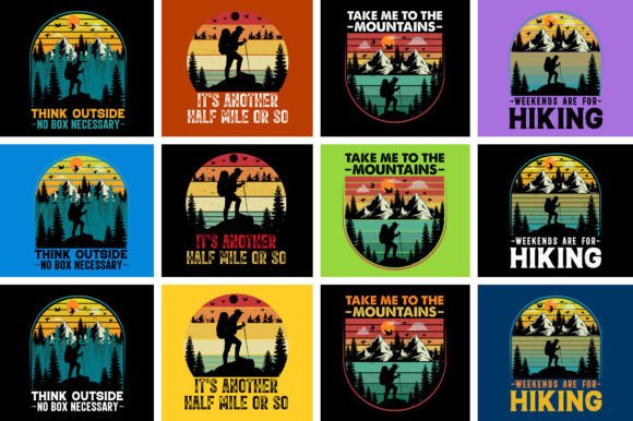 Hiking T-Shirt Design Bundle: Quality Assets for Creative Projects