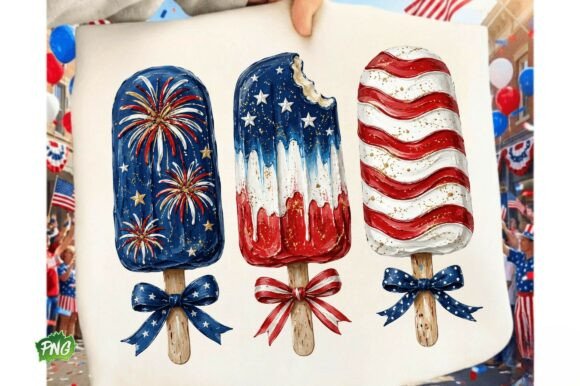Patriotic Popsicle PNG: 4th of July Design Assets