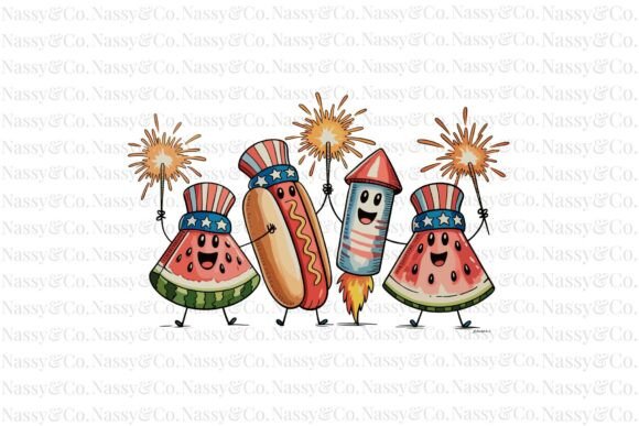 Patriotic Watermelon 4th of July USA PNG