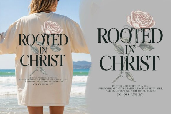 Rooted in Christ Floral Christian Tee: A Design Asset
