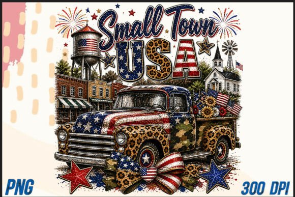 Small Town USA 4th of July Sublimation Design