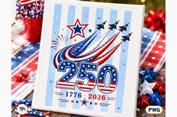 USA 250 Jet Patriotic Stripes PNG: A Bold Design Asset